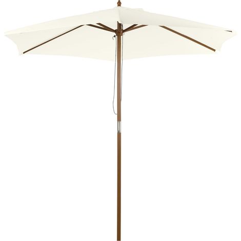Parasol droit parasol de jardin rond grande taille de jardin Ø 2,5 x 2,3H m bois de bambou Blanc (1/5)