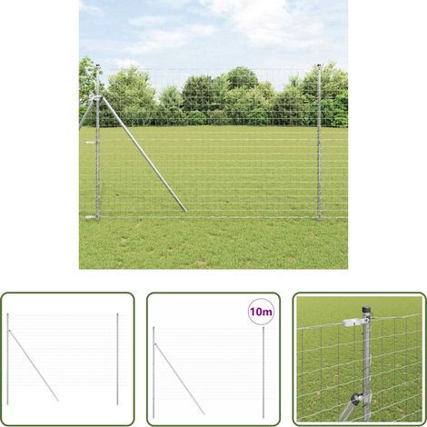 vidaXL Clôture en acier -  Clôture avec poteau Argenté 1,5 x 10 m Acier et PVC (1/5)