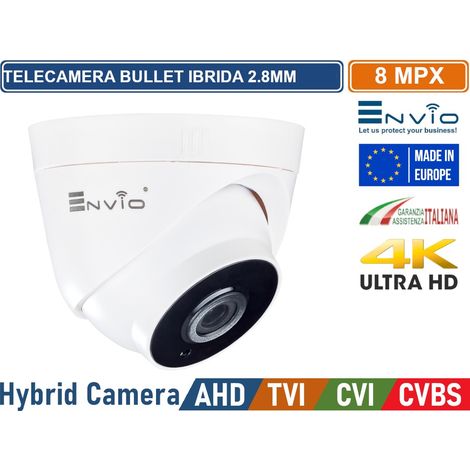 TELECAMERA DOME IBRIDA 4IN1 AHD TVI CVI CVBS OTTICA 2.8MM 8MP 4K ULTRA HD 3 ARRAY IR LED VISIONE NOTTURNA 20 METRI (1/2)
