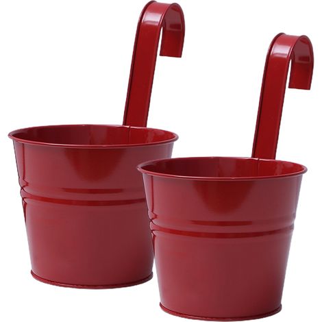 Maceta de hierro impermeable para uso exterior y decoración de oficinas – 2 macetas, 14,5 cm cada una (1/5)