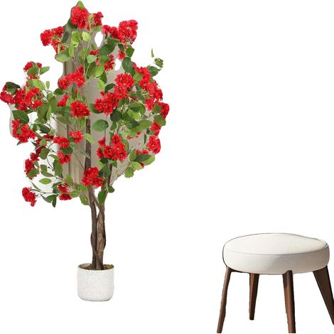 Künstlicher Osmanthusbaum, lebensechte Blüten, beschwerter Fuß, 120cm Rot (1/2)