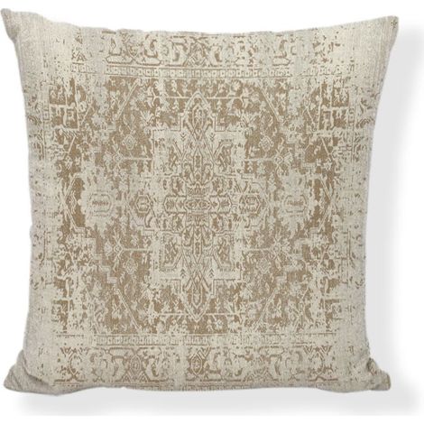 Lot de 2 Housse Coussin 45x45 Boheme Moderne Decoratif Taie d'oreiller Lin Housses de Coussin Beige Mandala Motif Carrée Coussin Decoratif pour Chaise Longue Fauteuil Salon Chambre Lit Luxe Lég (1/4)