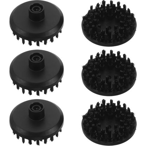 6 Pièces Ensemble de Brosses pour Nettoyeur Vapeur Noir en Plastique, Accessoires Multifonctions pour Nettoyage Puissant des Surfaces Dures à Domicile et Murs (1/5)