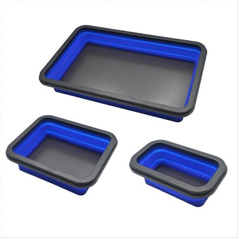 Boîte de rangement pour outils en silicone pliable, composée de 3 plateaux magnétiques pour vis. (1/5)
