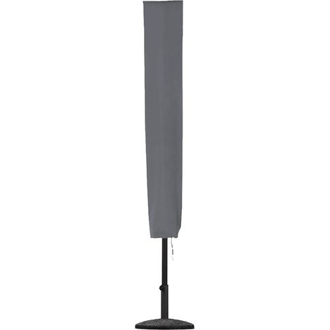 Housse de parasol 190 x 25 x 50 cm Housse de protection pour parasol extérieur imperméable et résistante aux déchirures tissu Oxford 420D avec revêtement en PVC avec fermeture éclair, Gris (1/5)