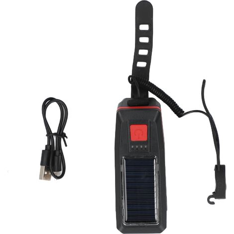 Ortviai Phare vélo solaire rechargeable avec klaxon – Modèle LY-17 rouge, lumière LED puissante pour conduite nocturne (1/5)