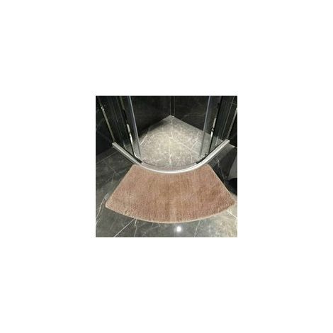 Tapis de salle de bain Petit tapis de douche arrondi en quart de cercle, en microfibre, super absorbant, antidérapant, confortable pour la paroi de la baignoire, couleur beige. (1/5)