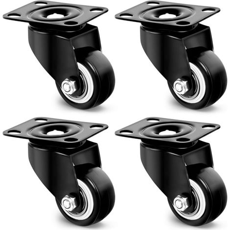 Roulettes pour meubles, 4 roulettes robustes pivotantes à 360° avec roues silencieuses de 40 mm pour appareils électroménagers et meubles (1/5)