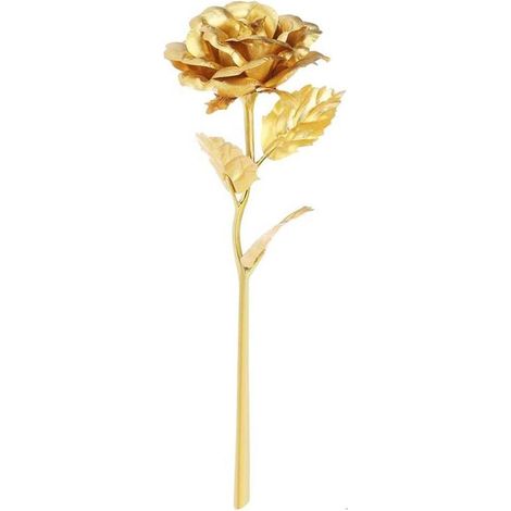 2 roses à feuilles d'or, cadeaux uniques pour elle, filles, épouse, maman (Or) (1/5)