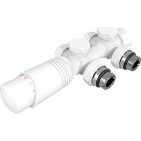 Vanne Thermostatique Radiateur Salle de Bain Raccords Connexion Centrale Accessoires Chauffage Blanc (1/3)