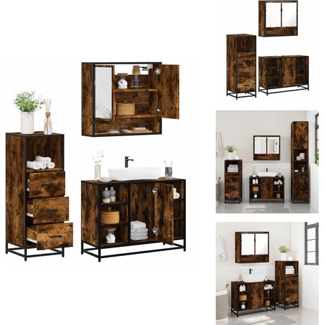 Ensemble de meubles de salle de bain 3 pcs Chêne fumé - Ensemble De Meubles De Salle De Bain - Ensembles De Meubles De Salle De Bain - Armoire De Salle De Bain - Armoire De Rangement De Salle De Bain (1/5)