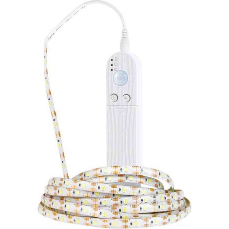 Bande lumineuse LED noire avec détecteur de mouvement, lampe de bureau LED, bande lumineuse LED USB améliorée, convient aux armoires, escaliers, garde-manger, sous les armoires, chevets, armoires (1/5)