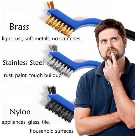 Ensemble aus Metallflossen-Flossen-Metallnägeln (3-teiliges Ensemble) – Messing-, Nylon- und Edelstahl-Broschen (1/4)