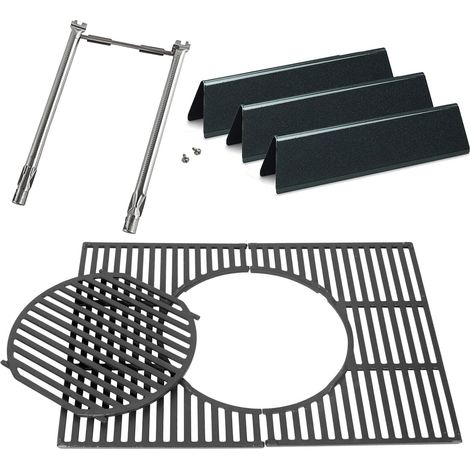 Pièces de rechange pour barbecue Weber Spirit 210 Series avec boutons de brûleur avant, barres de flavorizer de 38,9 cm et tube brûleur en acier inoxydable et grille en fonte Accessoires pour barbecue