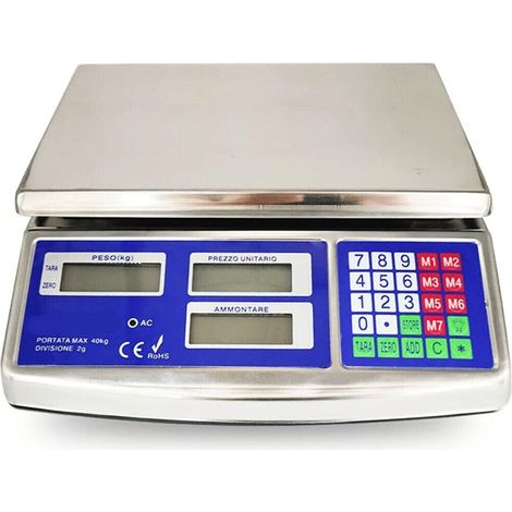 BILANCIA DA BANCO ELETTRONICA DIGITALE PROFESSIONALE ACCIAIO INOX MAX 40 KG 187a