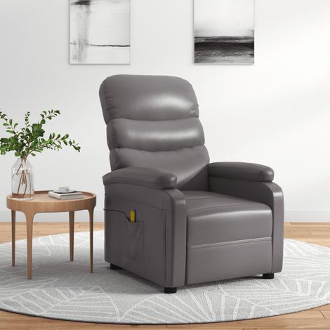 Massagesessel Grau Kunstleder