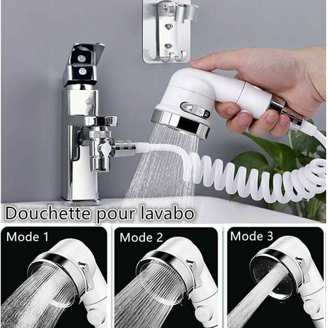 kit doccia per lavabo, 3 getti regolabili, tubo telescopico da 3 m, per bagno, cucina e vasca da bagno (1/4)