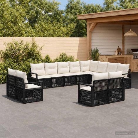 Set Divano da Giardino 12 pcs Nero polyrattan vidaXL (1/5)