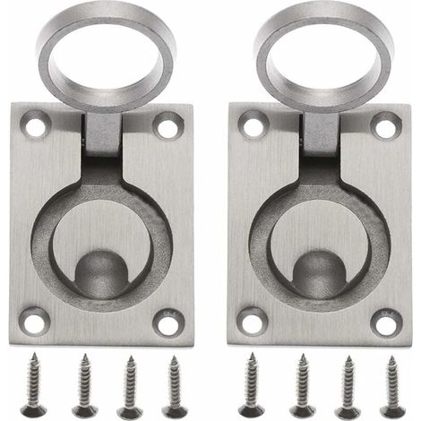Paquete de 2 manijas de escotilla para armario de escotilla, manija oculta de acero inoxidable para armario de escotilla de barco marino con 8 tornillos de montaje de 62 x 44 mm (1/4)