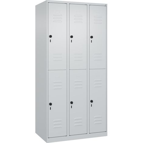 C+P Doppelstock-Spind Classic PLUS, 3 Abteile, 1850x900x500mm, 7035/7035 Verschluss Sicherheits-Drehriegel (1/5)