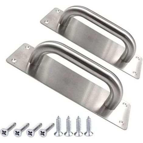 PA Heavy Duty 8 Zoll einteiliger Edelstahl-Scheunentürgriff, geeignet für Gartenhäuser und gewerbliche Brandschutztüren, mit Befestigungsschrauben (Silber, 200 x 65 mm). (1/4)