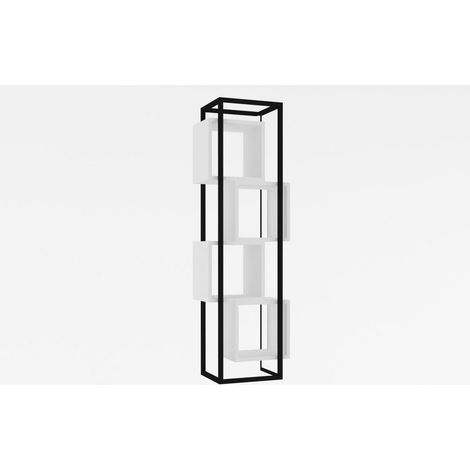 Étagère bibliothèque design Sitik L44cm Métal Noir et Bois Blanc (1/5)