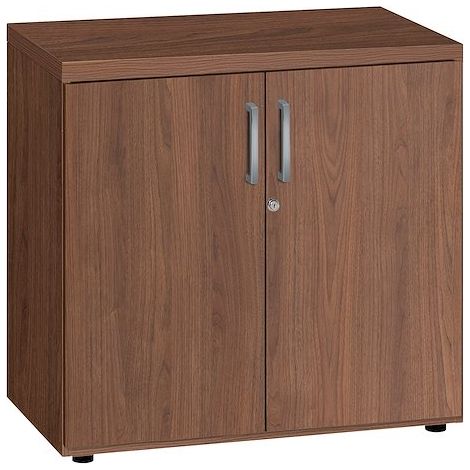 Armoire basse noyer H 74 x L 80 cm portes battantes Milano métal - Maxiburo