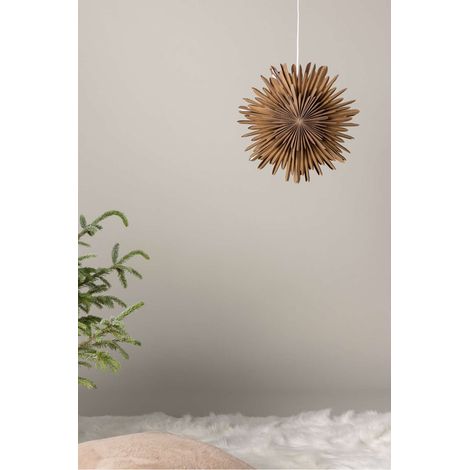 Sälen étoile de Noël avec lumière papier Ø35 cm suspension marron. (1/4)