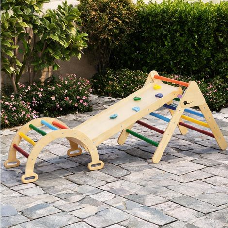 Structure d'escalade 5-en-1 en bois pour tout-petits 178 x 64,5 (1/5)