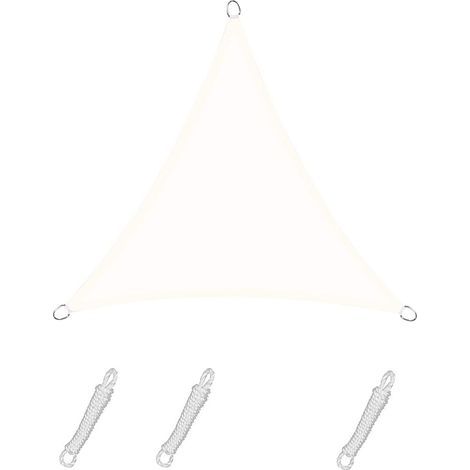Voile d'ombrage Triangle 5x5x7m Color Crème,Toile Imperméable Une Protection des Rayons UV à 95%, pour en Plein air, Jardin & terrasse, Piscine (1/5)