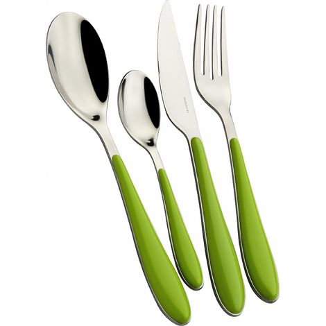 Set posate 24 pezzi in scatola regalo con finestra Gioia Verde Mela Tinta unita Bugatti (1/5)