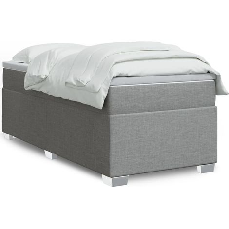 Boxspringbett mit Matratze Hellgrau 90x200 cm Stoff