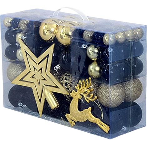 Palline di Natale Decorative Addobbi Natalizi Nero Oro 102 pz (1/4)