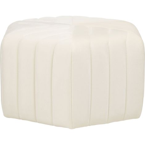 Pouf in Velluto Color Bianco Sporco 29 x 53 x 48 cm Forma Esagonale Murietta