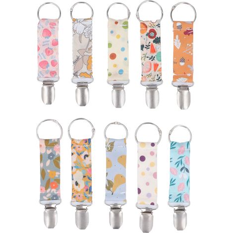 Lot de 10 pinces à chapeau multicolores, motif varié, support multifonction pour casquettes, idéal pour voyage, sacs et sacs à dos. (1/5)