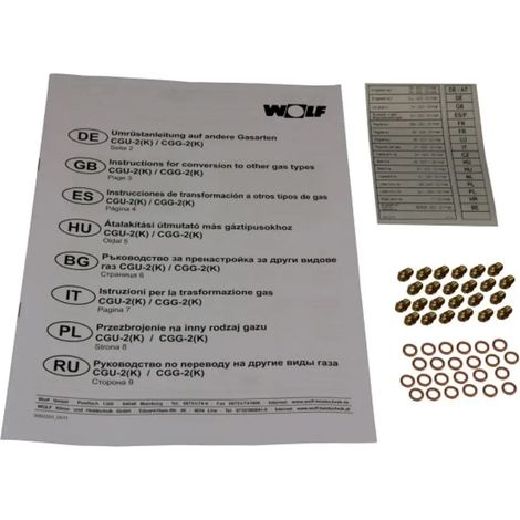 Wolf Kit de conversión gas natural LL o gas licuado a gas natural E, para CGU-2(K), 8612654