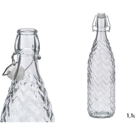 VIVALTO botella relieve flechas 1,1 l , Botella con relieve de flechas y cierre hermético 1,1 L, una opción práctica y elegante para almacenar y servir agua, zumos, infusiones y ot