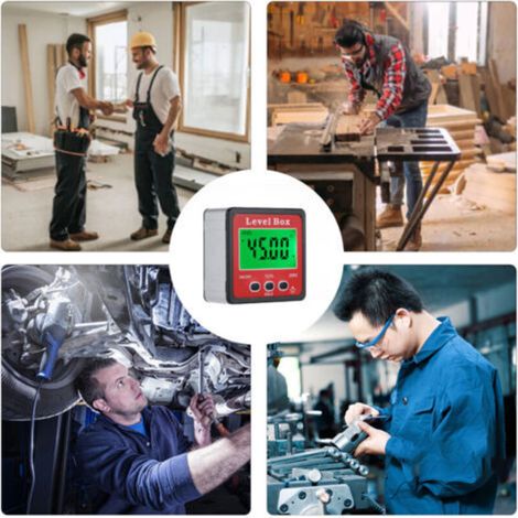 Niveau à bulle numérique magnétique avec inclinomètre pour le travail du bois, la réparation automobile et l'utilisation d'un interrupteur d'inclinaison rétroéclairé (1/5)