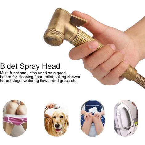 Soffione bidet portatile vintage con staffa e kit di montaggio - Spruzzatore manuale in ottone - Soffione doccia flessibile in rame - Soffione bidet per donne - Igiene intima - Spruzzatore bidet - Sof (1/4)