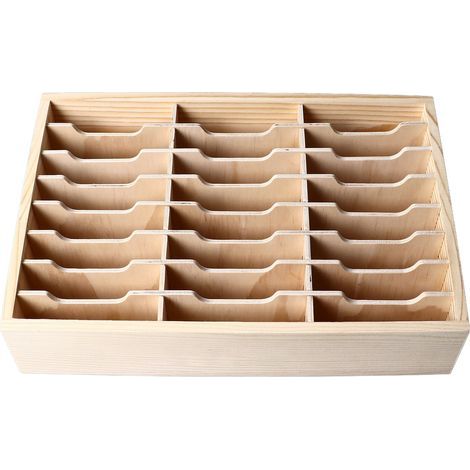 Aufbewahrungsbox aus Holz mit 24 Fächern für den Schreibtisch, Organizer für Mobiltelefone, Organizer für Bürobesprechungen, Mehrfachhalterung (1/5)