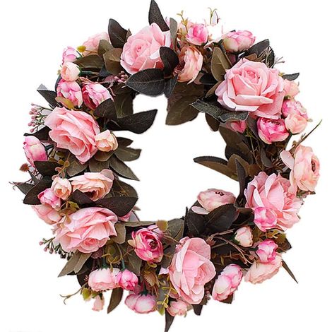 Couronne de porte, couronne de roses artificielles - Quatre saisons à venir-AquaForge (1/4)