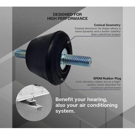 Silent Bloc Conique pour Climatiseur M8 Pied Anti Vibration avec Écrous et Rondelles Lot 4 Silent Bloc M8 Fixation Murale pour Support Mural Climatiseur Reversible (1/3)