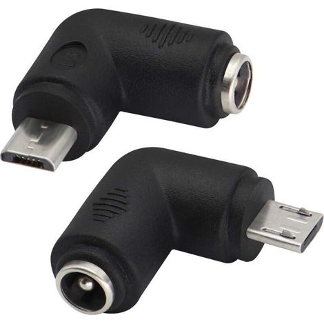 2er-Pack Micro-USB-Adapter (90°-Winkelstecker, 5,5 x 2,1 mm DC-Stecker auf 5 V DC-Ladeanschluss) für Mobiltelefone, Tablets, MP3-Player und andere Micro-USB-Geräte von Crezuo (1/4)