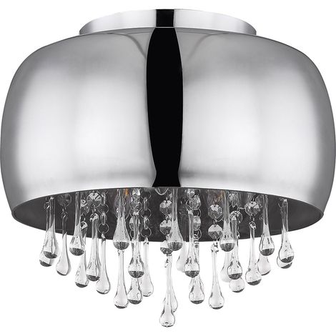 Decken Lampe Leuchte Metall Chrom Glas Kristalle Klar Wohn Ess Zimmer Küche