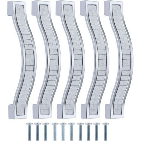 Lot de 10 poignées de tiroir alliage strass cristal pour commode armoire de cuisine placard, Silver, 96MM-10PCS (1/5)