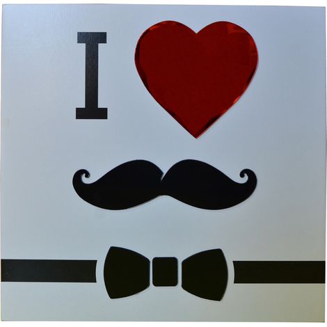 Cadre déco mural imprimé I love moustache
