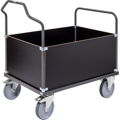 Kongamek ergonomischer Kastenwagen in dunkelgrau 1290x800x1065mm mit MDF-Platte, Gummibereifung und Bremse