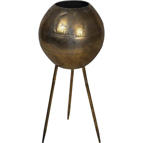 Cache-pot sur Pieds en Métal Doré Ø 27 x 66 cm Support de Plante Design pour Salon et Intérieur - PANGIVO (1/2)