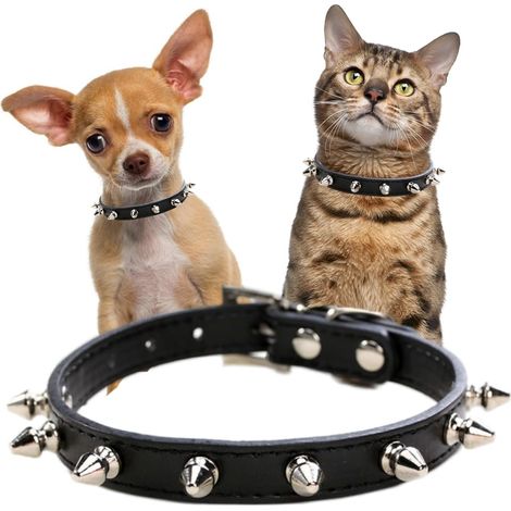 Collier à pointes pour grands chiens, collier en cuir PU souple avec clous en forme de champignon, noir, taille L.
