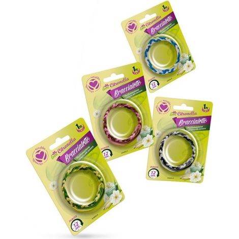 TRADE SHOP - Set 40pz Bracciale Braccialetto Citronella Treccia Repellente Zanzare Colori Assortiti 023809 -